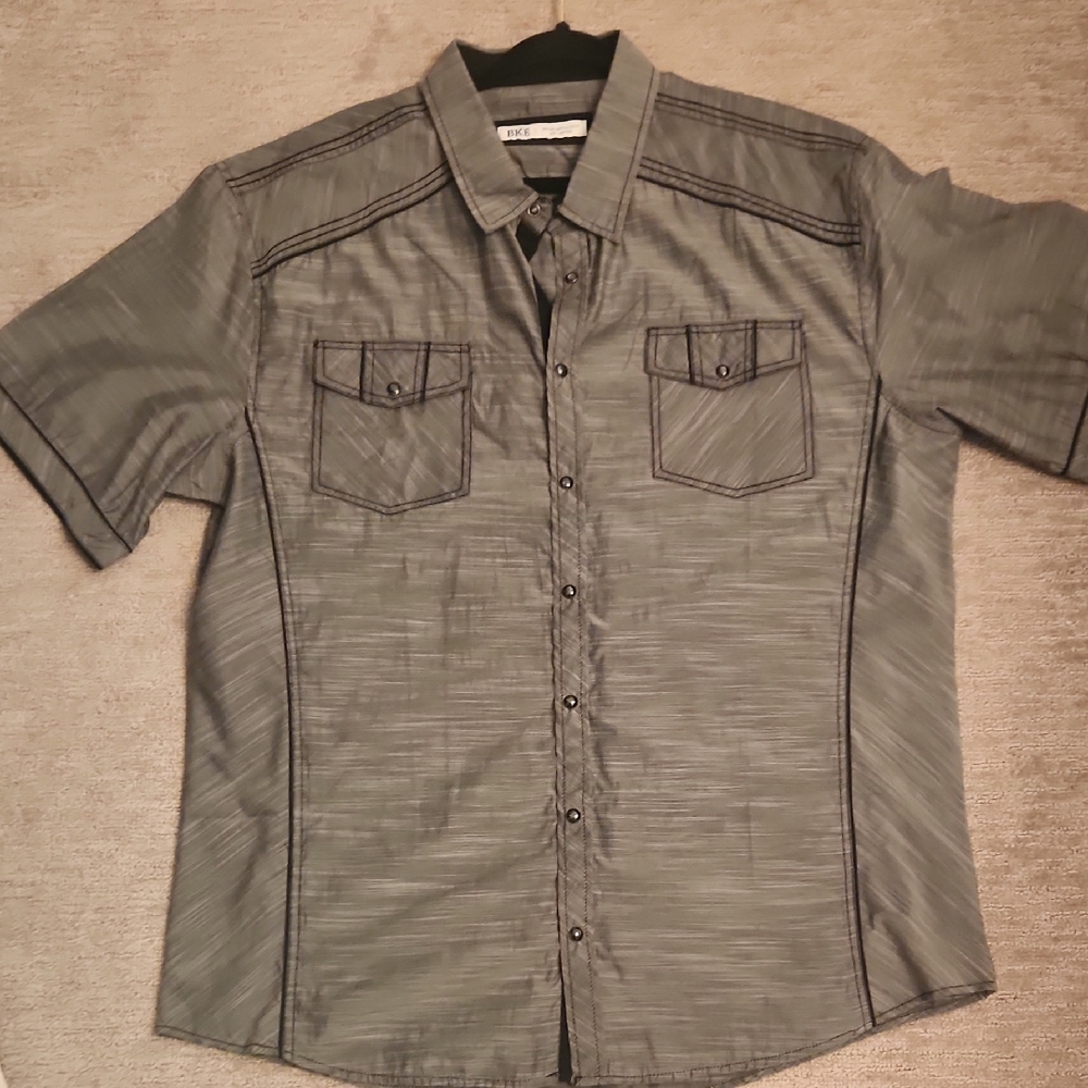 BKE Men's Charcoal Button Down Shirt
